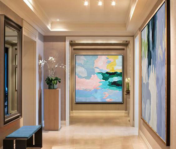 Oversized Canvas Art On Canvas,Oversized Abstract Art,Unique Canvas Art,Blue,Green,Pink,Yellow.etc